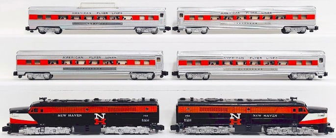 American Flyer Postwar S Gauge Merchant Dispatch Set New Haven 494 & 495 Powered & Unpowered Units -