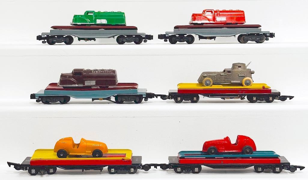 American Flyer Postwar S Gauge Six (6) Flat Cars with loads (1 of 6)