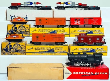 American Flyer Postwar S Gauge 21004 Locomotive/740 Hand Car Boxed/742 Reversing Hand Car Boxed-979 