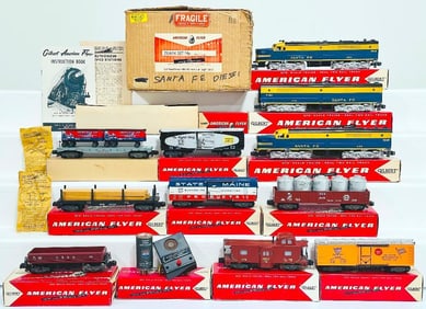 American Flyer Postwar S Gauge Set No. 20380 Santa Fe Chief Freight Set from 1957 Boxed