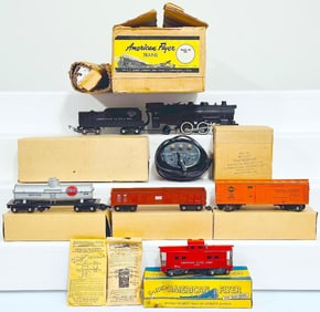 American Flyer Postwar S Gauge Set No. 5312T Black Diamond Freight Set - all brown boxes - from 1953