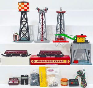 American Flyer Postwar S Gauge 719 CB&Q Coal Dump Car-772 Water Tower X2-25060 Coal Dump Car