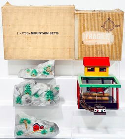 American Flyer Postwar S Gauge 751 Log Loader Boxed and 763 Mountain Sets Boxed