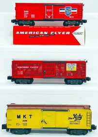 American Flyer Postwar S Gauge BAR  24426 Reefer/4077 Northern Pacific Pig Palace Stock Car/24016 MK