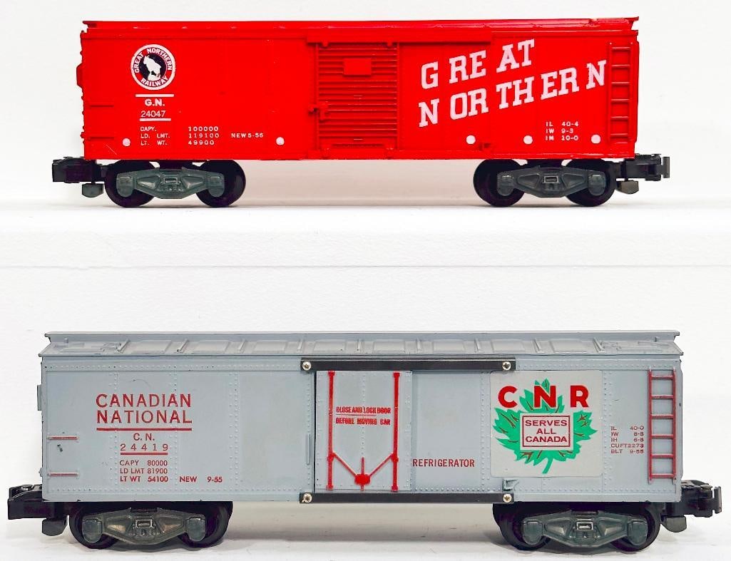 American Flyer Postwar S Gauge 24419 Canadian National Box Car and 24047 Great Northern Box Car rare (1 of 6)