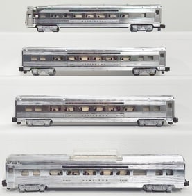 American Flyer Postwar S Gauge Shiny Chrome Passenger Cars 961 - 961 - 962 - 963