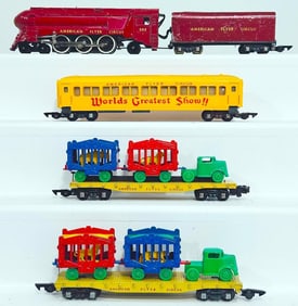 American Flyer Postwar S Gauge 353 American Flyer Circus Locomotive and Tender - 649 Passenger Car