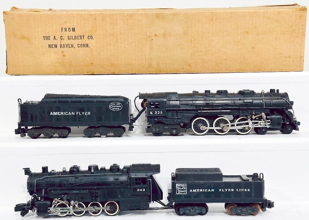American Flyer Postwar S Gauge K325 New York Central Locomotive and Tender and 343 Nickel Plate Road (1 of 7)