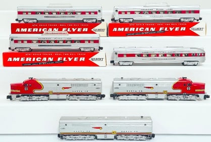 American Flyer Postwar S Gauge 470 - 471 - 473 Santa Fe A - B - A Alco Diesel Units and 4 Cars