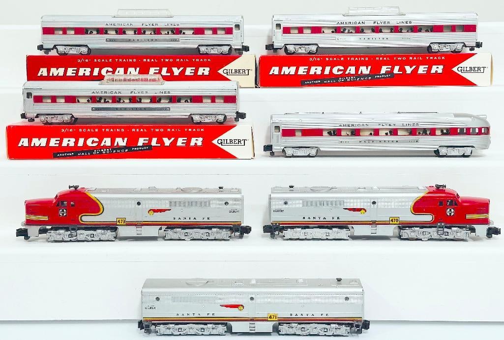 American Flyer Postwar S Gauge 470 - 471 - 473 Santa Fe A - B - A Alco Diesel Units/4 Passenger Cars (1 of 7)