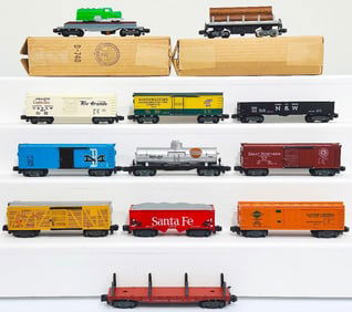 American Flyer Postwar S Gauge 914R Log Unloading Car Boxed - 915 Automobile Unloading Car Boxed