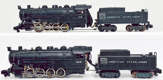 American Flyer Postwar S Gauge 346 and 343 Nickel Plate Road 0-8-0 Locomotives and Tenders