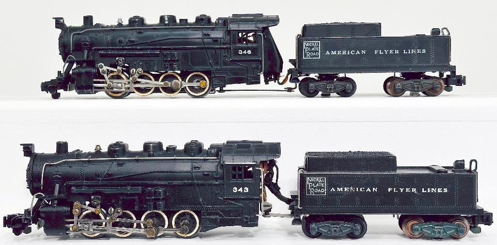 American Flyer Postwar S Gauge 346 and 343 Nickel Plate Road 0-8-0 Locomotives and Tenders (1 of 6)