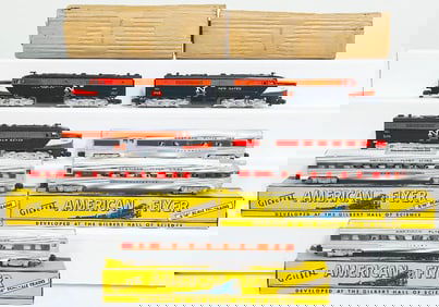 American Flyer Postwar S Gauge 494 - 495 New Haven A - A Alco Diesel Units and 963S-962-961-960 Cars