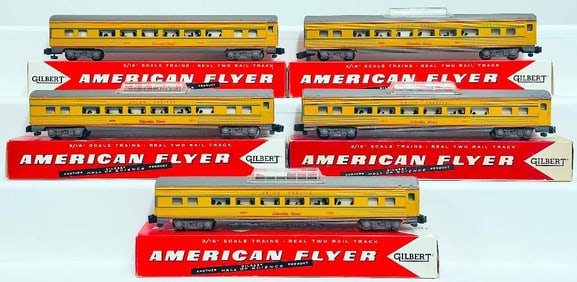 American Flyer Postwar S Gauge Five (5) Assorted Union Pacific Passenger Cars