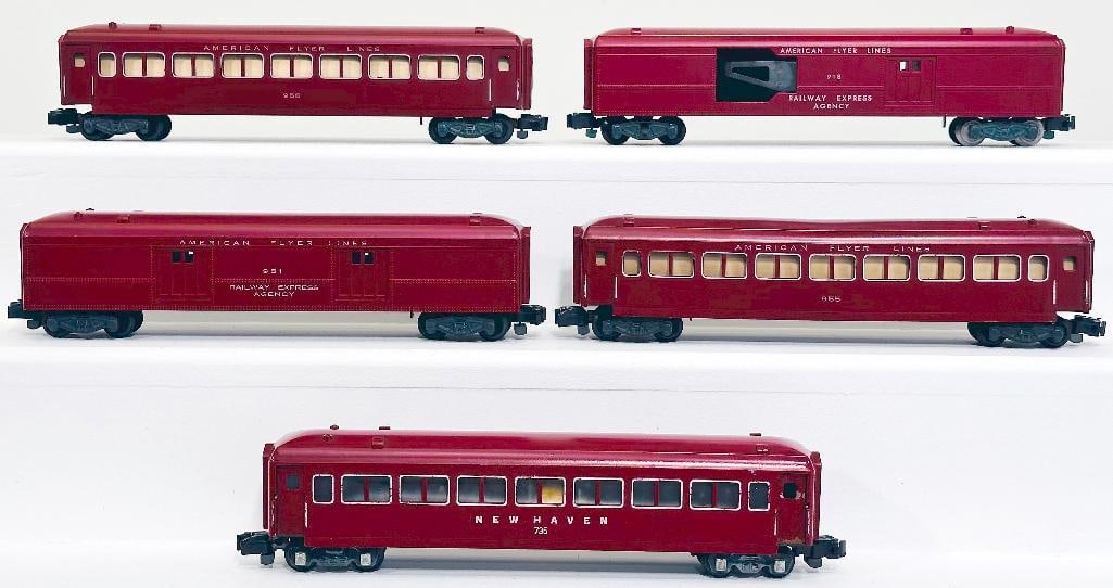 American Flyer Postwar S Gauge 5 Car New Haven maroon Passenger Set (1 of 6)