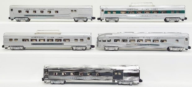 American Flyer Postwar S Gauge Five (5) Assorted Passenger Cars