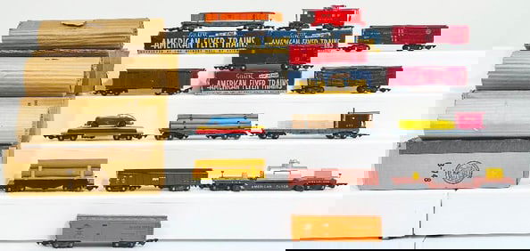American Flyer Postwar S Gauge 734 Operating Box Car -  747 Log Car - 715 Automobile Car - 10 Cars