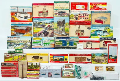 Bachmann Plasticville Postwar and Modern Thirty (30) Assorted and Kits Boxed