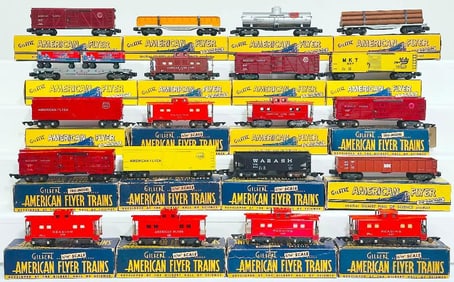 American Flyer and Postwar S Gauge Twenty (20) Assorted Freight Cars - Some Boxed