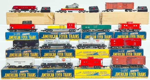 American Flyer Postwar S Gauge 719 CBQ Dump Car Complete/759 Automatic Unloading Car complete/734
