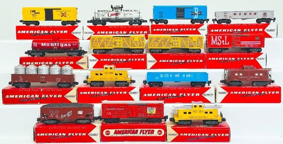 American Flyer Postwar S Gauge Fifteen (15) Assorted Freight Cars