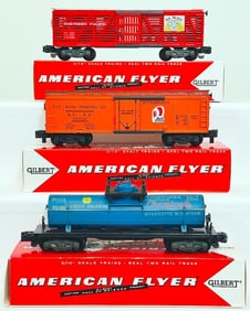 American Flyer Postwar S Gauge 24077 NP Pig Palace Stock Car/ 24426 Rath Car/ 24319 Penn Salt Car
