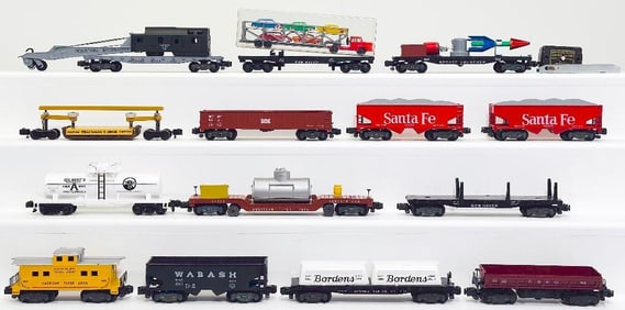 American Flyer Postwar S Gauge Fourteen (14) Assorted Freight Cars with knuckle couplers