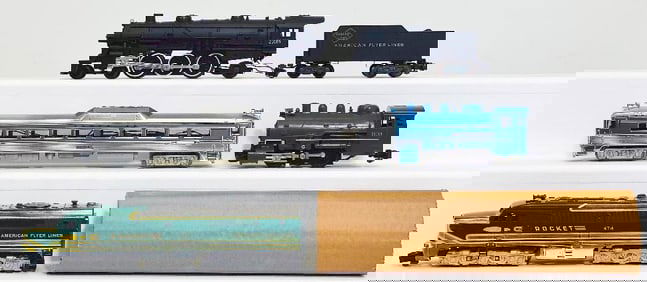American Flyer Postwar S Gauge 474 Rocket A Powered Diesel Unit/21158 blue Switcher/21085 Locomotive
