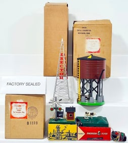 American Flyer Postwar S Gauge 758A “Sam” the Semaphore Man/ 596 Water Tank/ 759 Bell Da