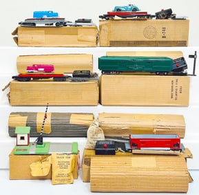 American Flyer Postwar S Gauge 592A Crossing Gate Boxed/915 Auto Unloading Car Boxed/715 Car Boxed