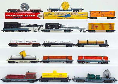 American Flyer Postwar S Gauge Fifteen (15) Assorted Freight Cars