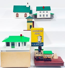 American Flyer Postwar S Gauge 23788 Suburban Station Boxed/590 Control Tower/168 Hotel 