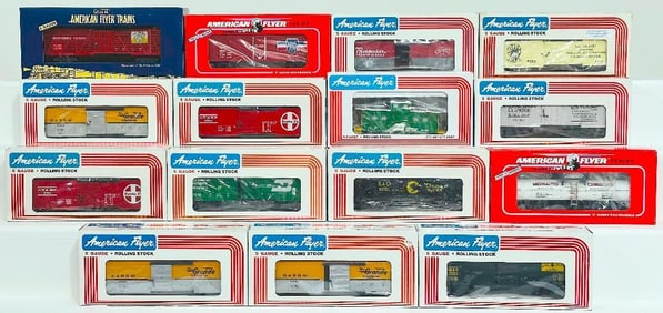 American Flyer Lionel Modern S Gauge Fifteen (15) Assorted Freight Cars Boxed