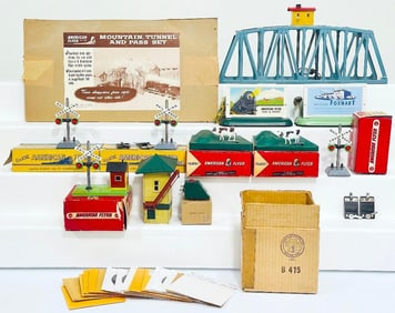 American Flyer Postwar S Gauge 750 Bridge Metallic Blue Boxed/760 Highway Flasher Boxed X2