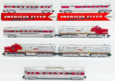American Flyer Postwar S Gauge 470 - 471 - 473 Santa Fe A - B - A Alco Diesel Units and Four Cars