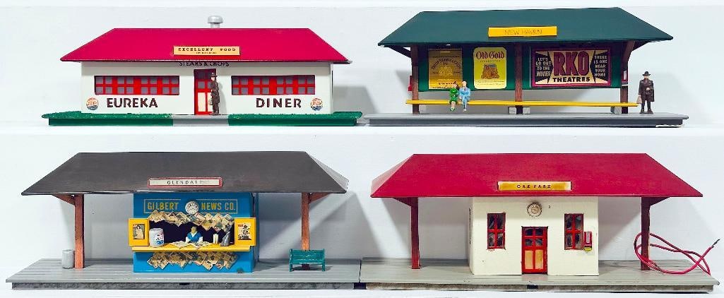 American Flyer Postwar S Gauge 272 Glendale Station/275 Eureka Diner/273 Oak Park Suburban Railroad: American Flyer Postwar S Gauge 272 Glendale Station/275 Eureka Diner/273 Oak Park Suburban Railroad Station/New Haven Station, with the New Haven Station in C7, the Oak Park in C7 minus, the Eureka Di