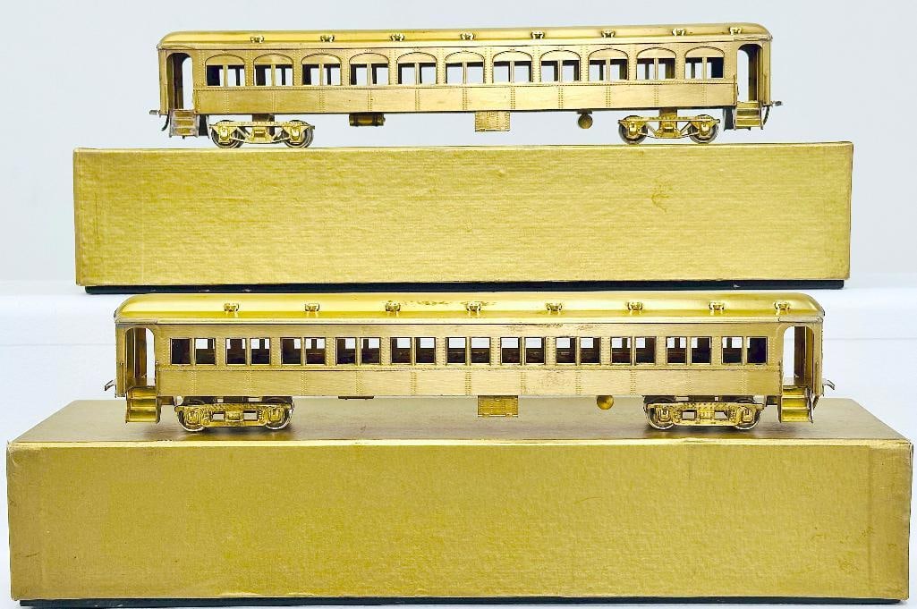 Northwest ShortLine Brass HO Scale Erie Stillwell Coach Boxed X2: Northwest ShortLine Brass HO Scale Erie Stillwell Coach Boxed X2, each in C7 plus or better and each with its original box.