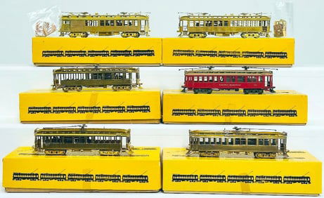 E. Suydam Brass HO Scale Wood Interurban Combine/Wood Interurban Coach Boxed X5