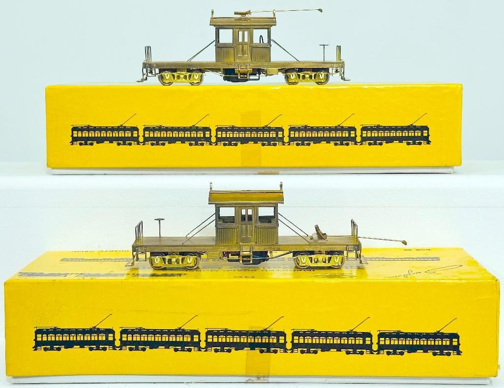 E. Suydam Brass HO Scale Flat Bed Work Motor Boxed X2: E. Suydam Brass HO Scale Flat Bed Work Motor Boxed X2, each in C7 plus and each with its original box. Each of the items does not operate.