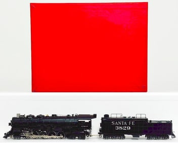 Key Imports Samhongsa Brass HO Scale AT&SF No. 3829 2 - 10 - 4 Locomotive and Tender Boxed