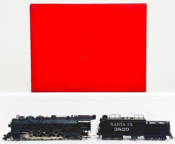 Key Imports Samhongsa Brass HO Scale AT&SF No. 3820 2 - 10 - 2 Locomotive and Tender Boxed