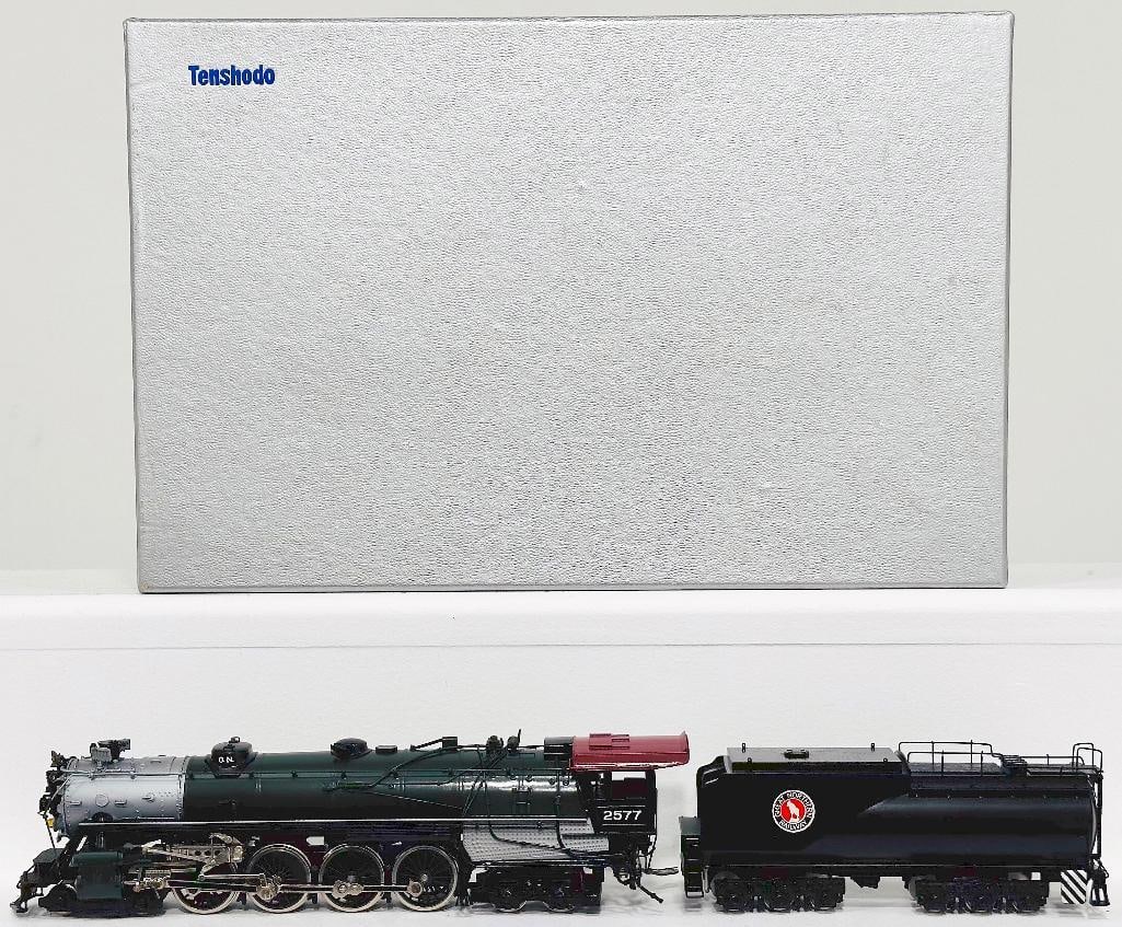 Tenshodo Crown Brass HO Scale Great Northern 4 - 8 - 4 Class S - 2 Locomotive and Tender Boxed: Tenshodo Crown Brass HO Scale Great Northern 4 - 8 - 4 Class S - 2 Locomotive and Tender Boxed, in C7 plus or better and with its original box. This Locomotive is operational, but there are foam issue