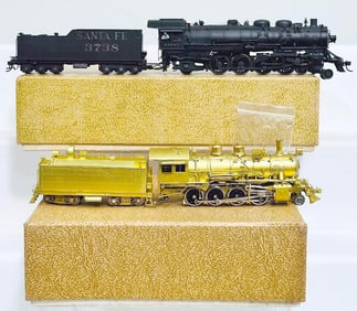 Sunset Models Brass HO Scale Santa Fe 2-8-0 Locomotive and Tender Boxed/ Santa Fe 4-8-2 Locomotive