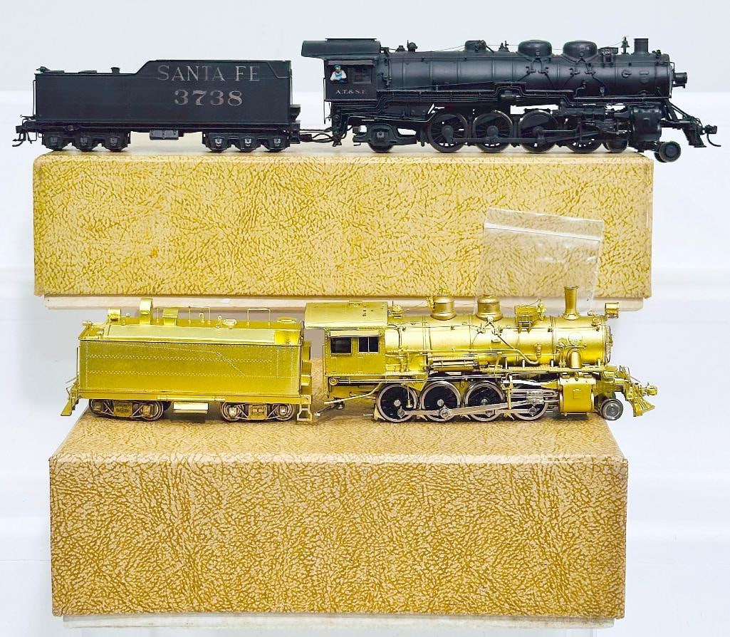 Sunset Models Brass HO Scale Santa Fe 2-8-0 Locomotive and Tender Boxed/ Santa Fe 4-8-2 Locomotive (1 of 9)