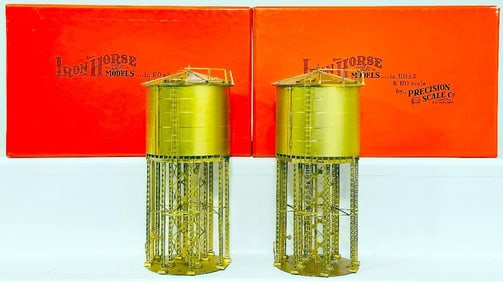 Precision Scale Brass HO Scale Harriman 65,000 gallon Steel Water Tank Tall no spout Boxed X2