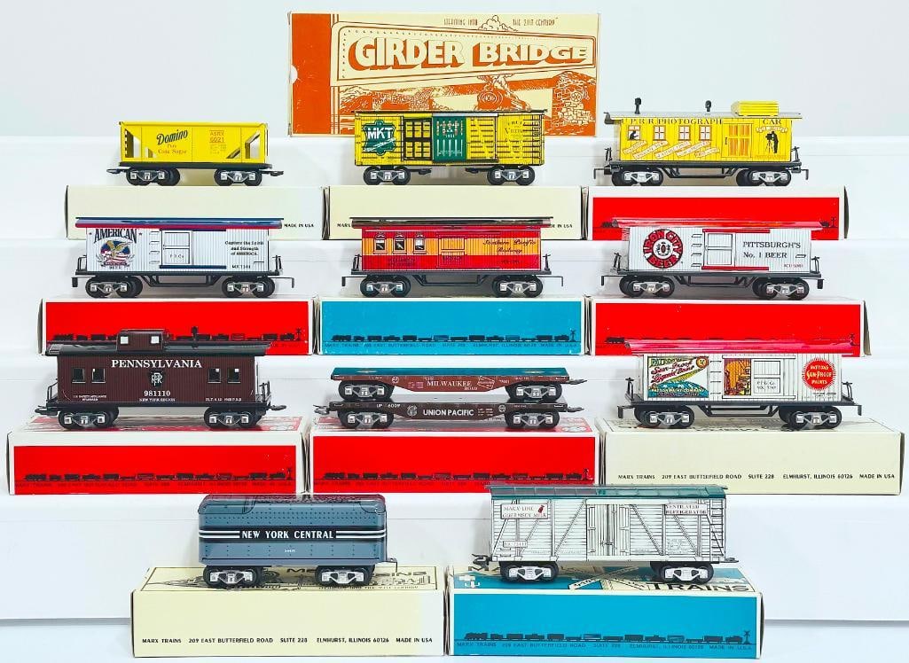 New Marx Modern O Gauge Eleven (11) Assorted Freight Cars and CTA Park-N-Ride Bridge Boxed (1 of 9)