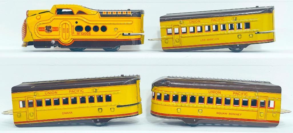 Marx Prewar O Gauge M10005 Union Pacific Streamliner/ Three Union Pacific Streamliner Passenger Cars (1 of 6)
