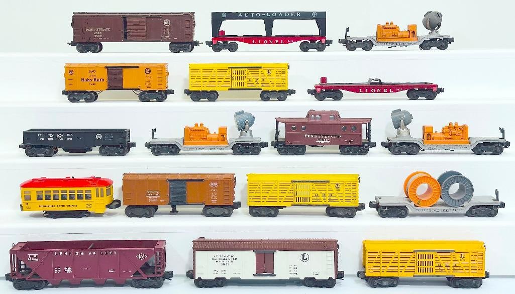 Lionel Postwar O Gauge Sixteen (16) Assorted Freight Cars and 60 Trolley (1 of 8)