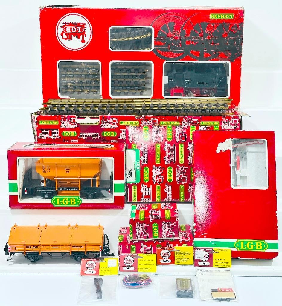 LGB Modern G Scale 99 5001 Tank Locomotive with track Boxed and miscellaneous Accessories and Cars (1 of 8)
